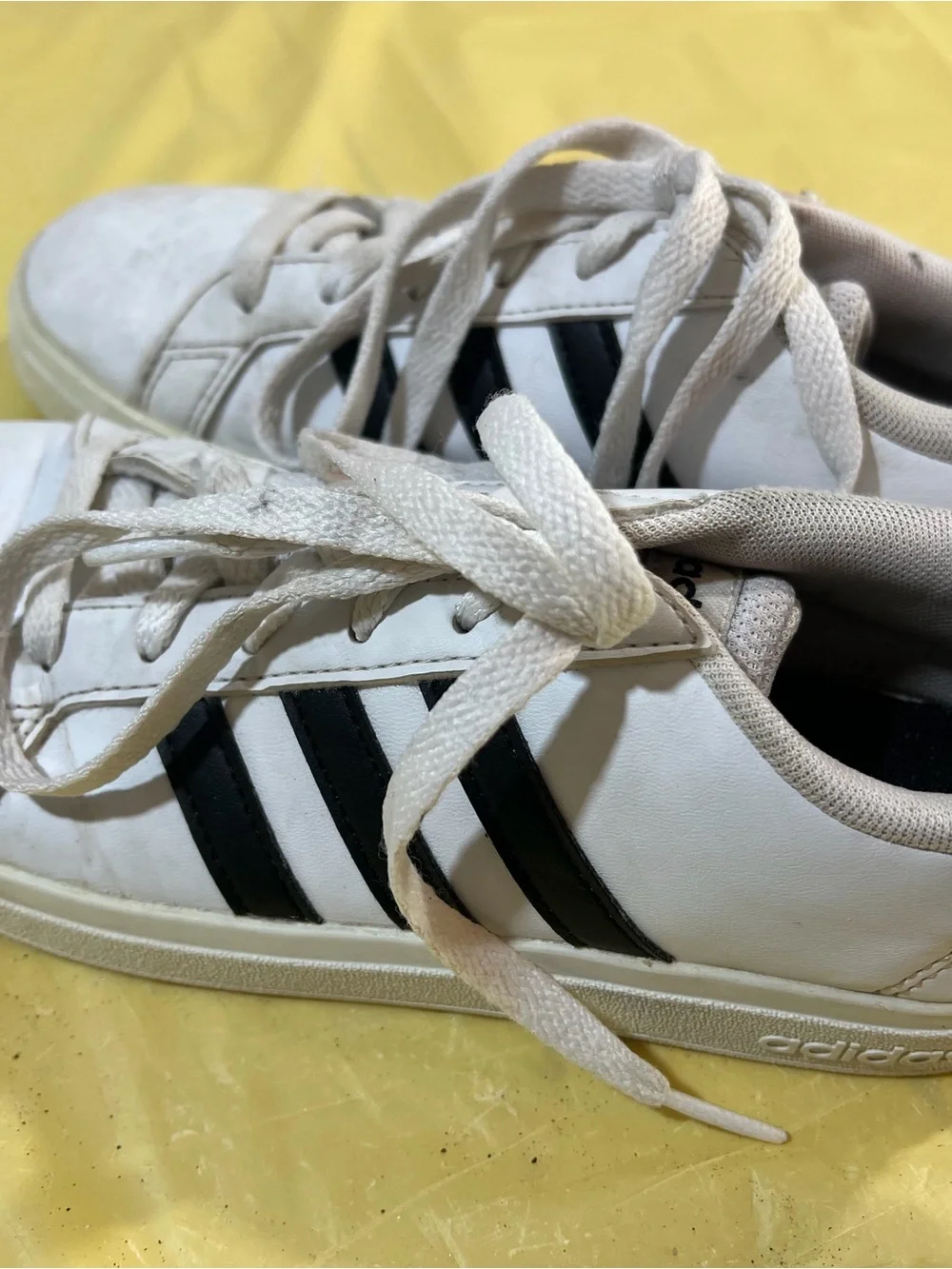 adidas White and Black Kids Sneakers - Classic Three-Stripes